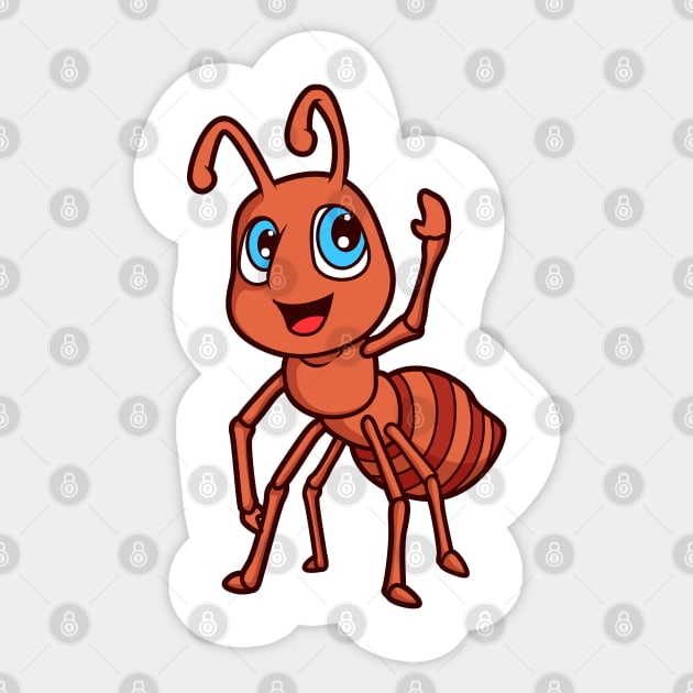 Kawaii ant Sticker by Modern Medieval Design